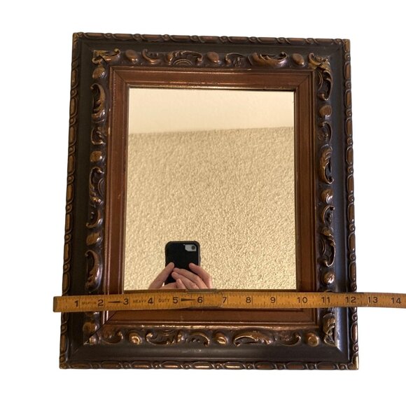 Vintage Turner Wall Accessory Ornate Wood Mirror Mirror With Bronze Accents - Picture 5 of 5
